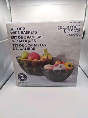 Mikasa Gourmet Basics 2-piece Metal Baskets for Fruit and Vegetable - NIB